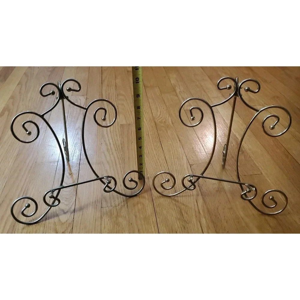 Vintage Brass Gold Metal Picture Stand Easels Set of 2 Hollywood Regency‎